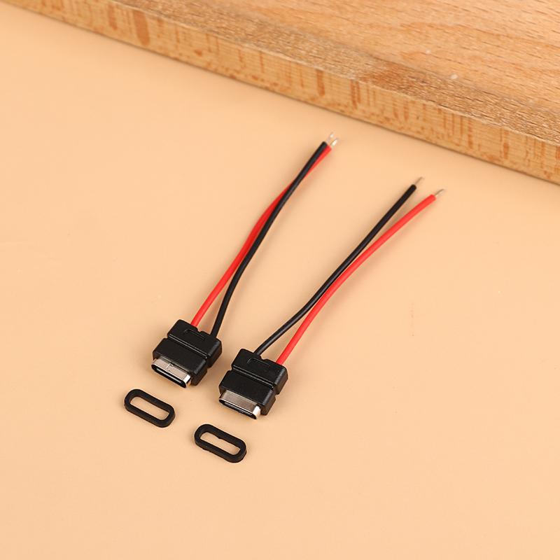 2 шт. Тип C, 2-контактный, водонепроницаемый, гнездо USB C, порт с отверстием для винта, интерфейс быстрой зарядки, USB-разъем с кабелем