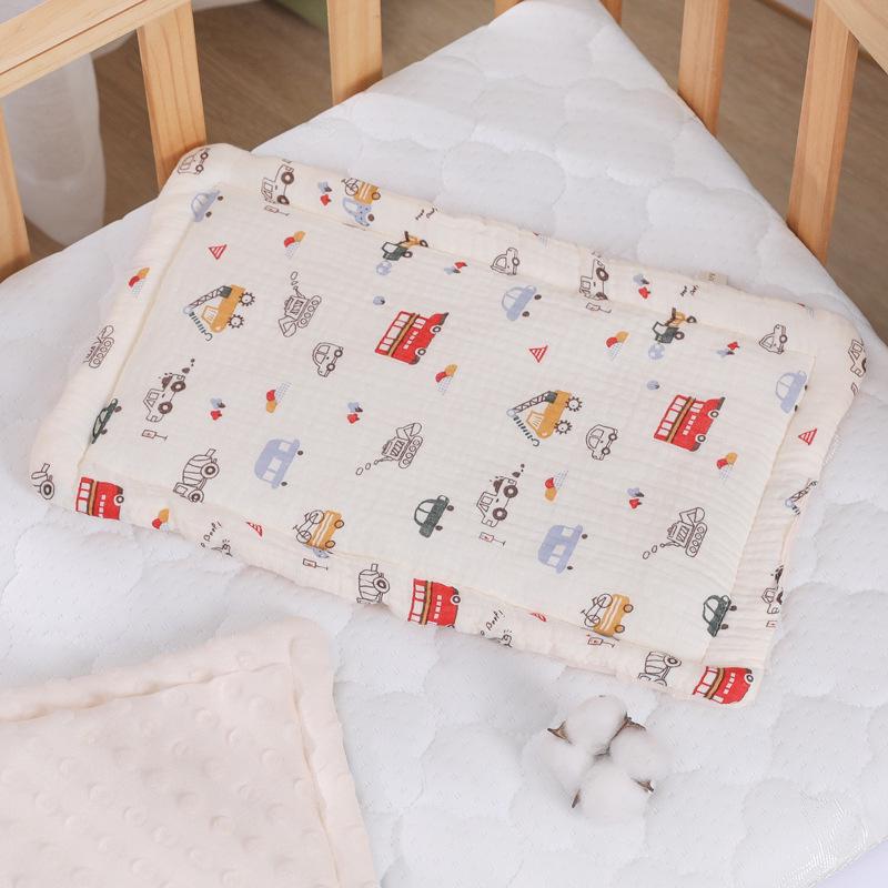 Breathable Cotton Minky Gauze Flat Pillow for Newborns - Universal, Sweat-Absorbent, Four Seasons Style