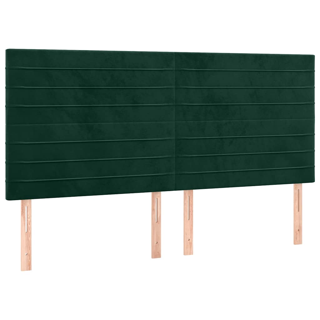Vidaxl Zagłówek Do Łóżka Z Led, Ciemnozielony, 200X5X118/128 Cm