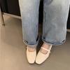 2025 Spring and Autumn Korean Version of Xiaoxiangfeng Chic Soft Sole Soft Leather Square Head Shallow Mouth One-word Buckle Flat Heel Mary Jane Shoes