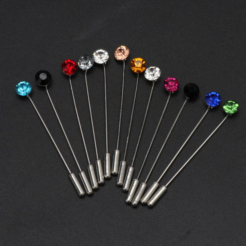 12Pcs Women Brooch Pins Crystal Hijab Scarf Pearl Safety Pin Sweater Shawl Clips