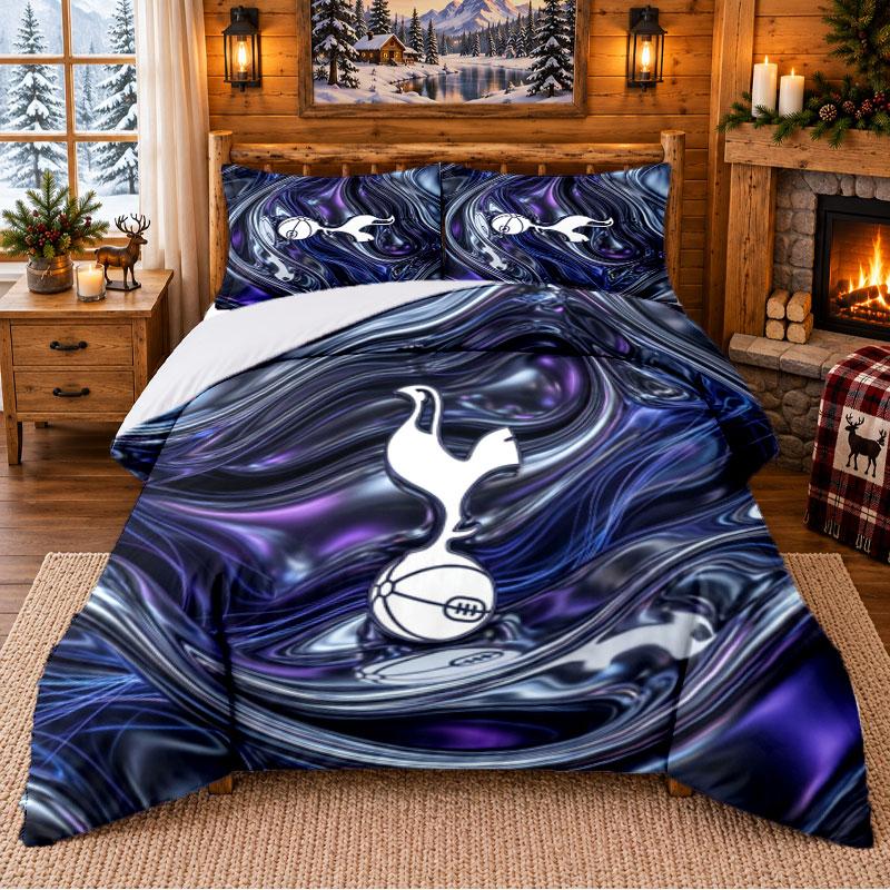 Печатный комплект постельного белья из 3 предметов с узором Tottenham Hotspur, простыня, наволочка для декора спальни
