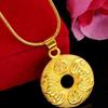 Vietnamese Sand Gold Eight Treasures Luopan Necklace with Fu Pendant, Gold Braided Rope, Unisex Ancient Craftsmanship Sweater Chain