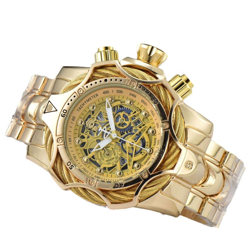 Мужские часы с большим циферблатом, стальным ремешком, спортивные кварцевые часы, модные наручные часы для улицы GZW