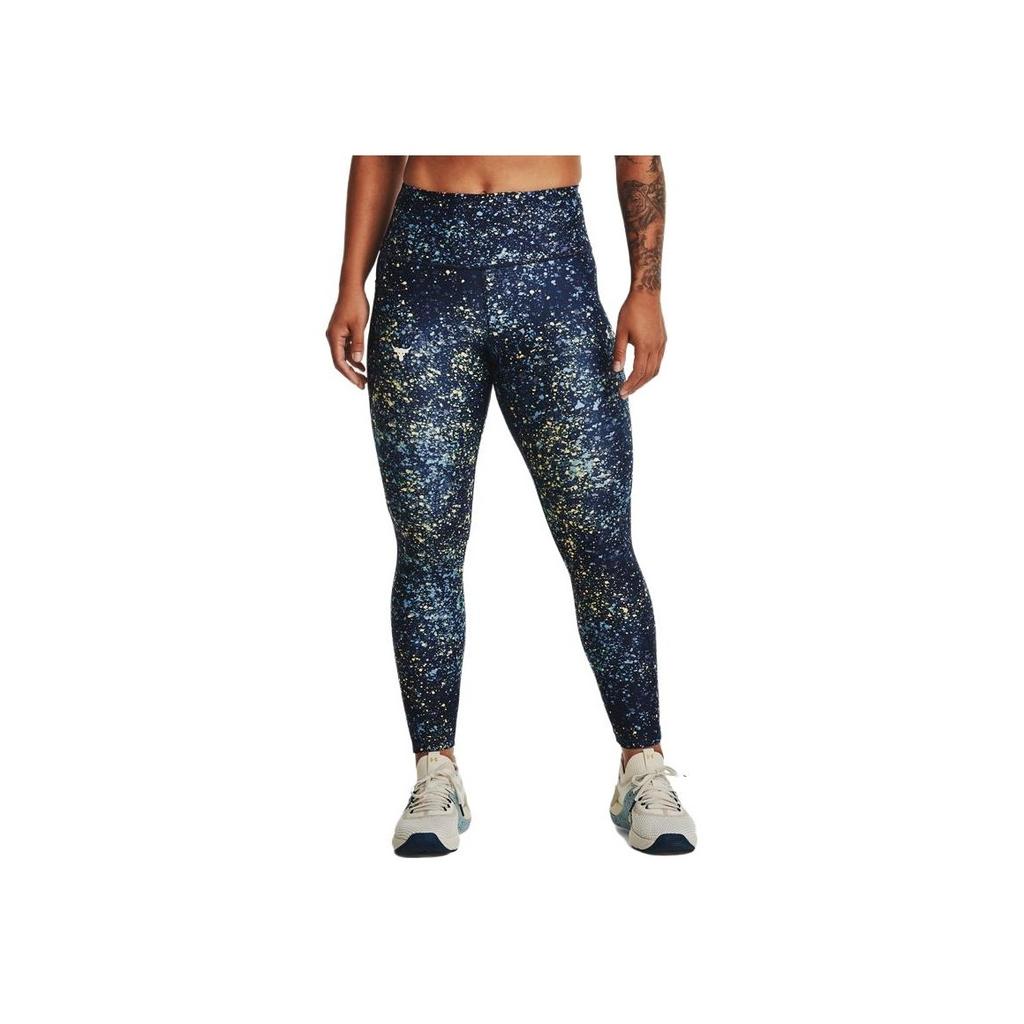 Under Armour Женские эластичные тренировочные брюки Project Rock Color Block с высокой талией, светло-голубые 1369955-408