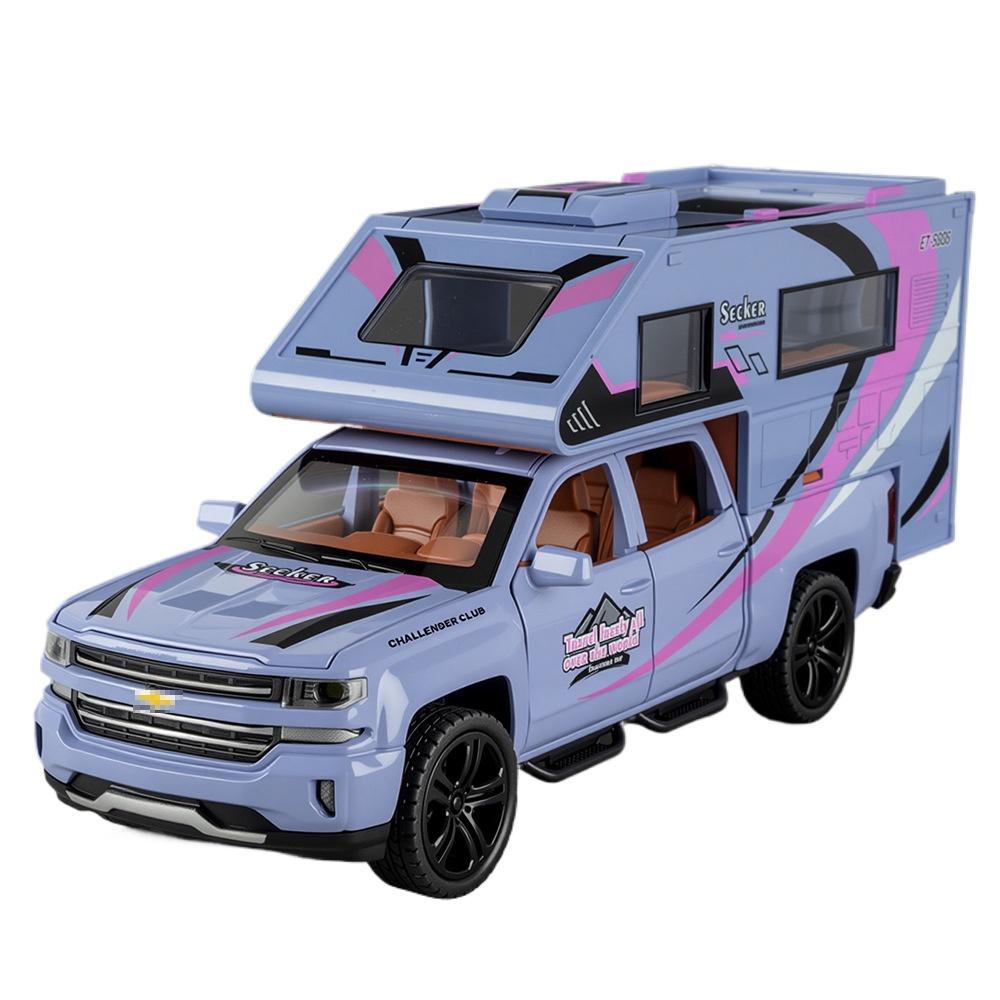 1/32 Chevrolet Silverado Автодом RV Модель автомобиля из сплава Звук и свет Детская игрушка Коллекционные предметы Подарок на день рождения
