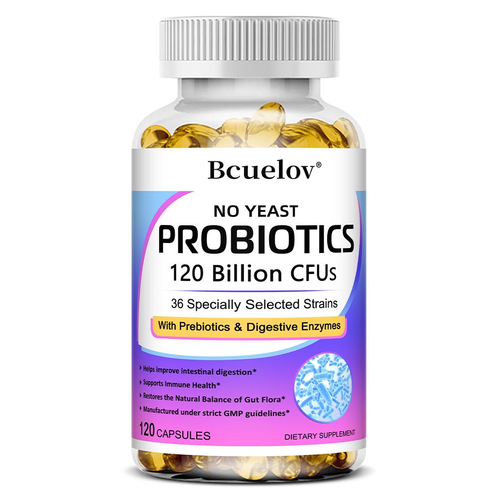 probiotics 120 Billion CFUs, 36 Strains with Prebiotics & Digestive Enzymes, 120 Capsules