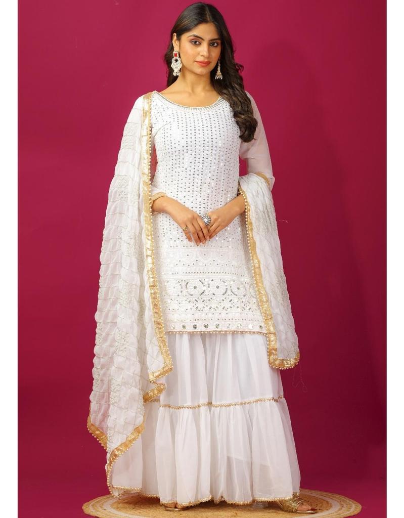 Индийский пакистанский комплект Шарара Курта Дупатта Топ Болливуда Туника Курти Салвар Камиз Пенджабский костюм