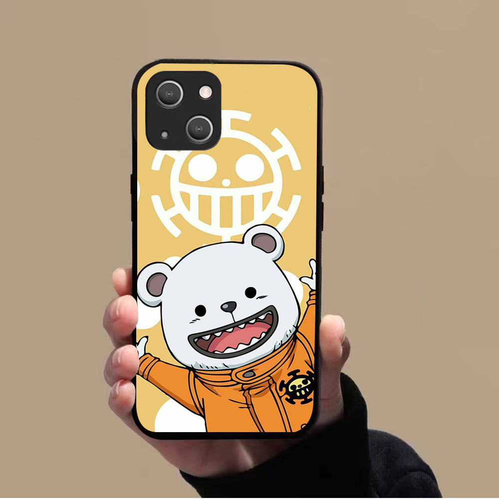 KK-38 One Piece Ace Soft Black Case for iPhone XR 14 15 11 12 13 6 7 8 X XS Pro Max Samsung S22 S23 S21 S24 FE Ultra S8 Plus