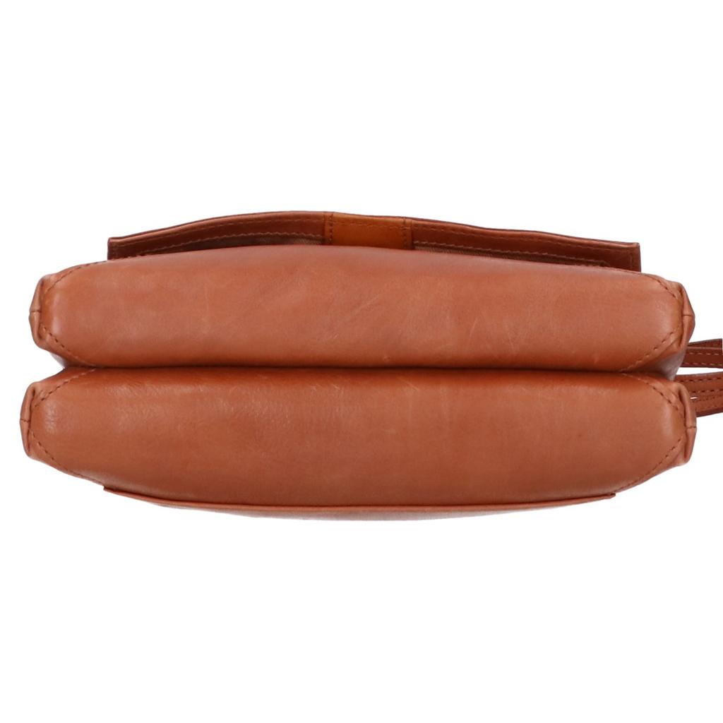 Genten Leather Flap Shoulder Bag BrownUsed