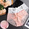 Women Lace Satin Panties Silk Bow Criss Cross Sexy Seamless Panty Ladies Cute Summer Underwear Briefs M-XL