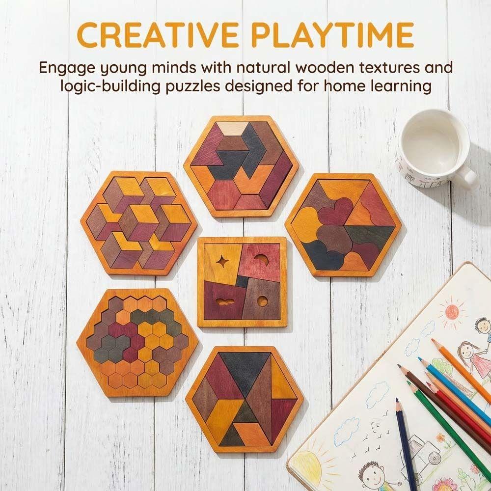 Challenges Wooden Tangram Puzzle Interactive Jigsaw Puzzle Board Boys Girls