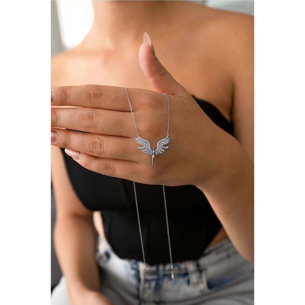 Цирконовое каменное ожерелье с крыльями ангела, устойчивое к потускнению, золотое стальное ожерелье с фигурой Михаила Ангела