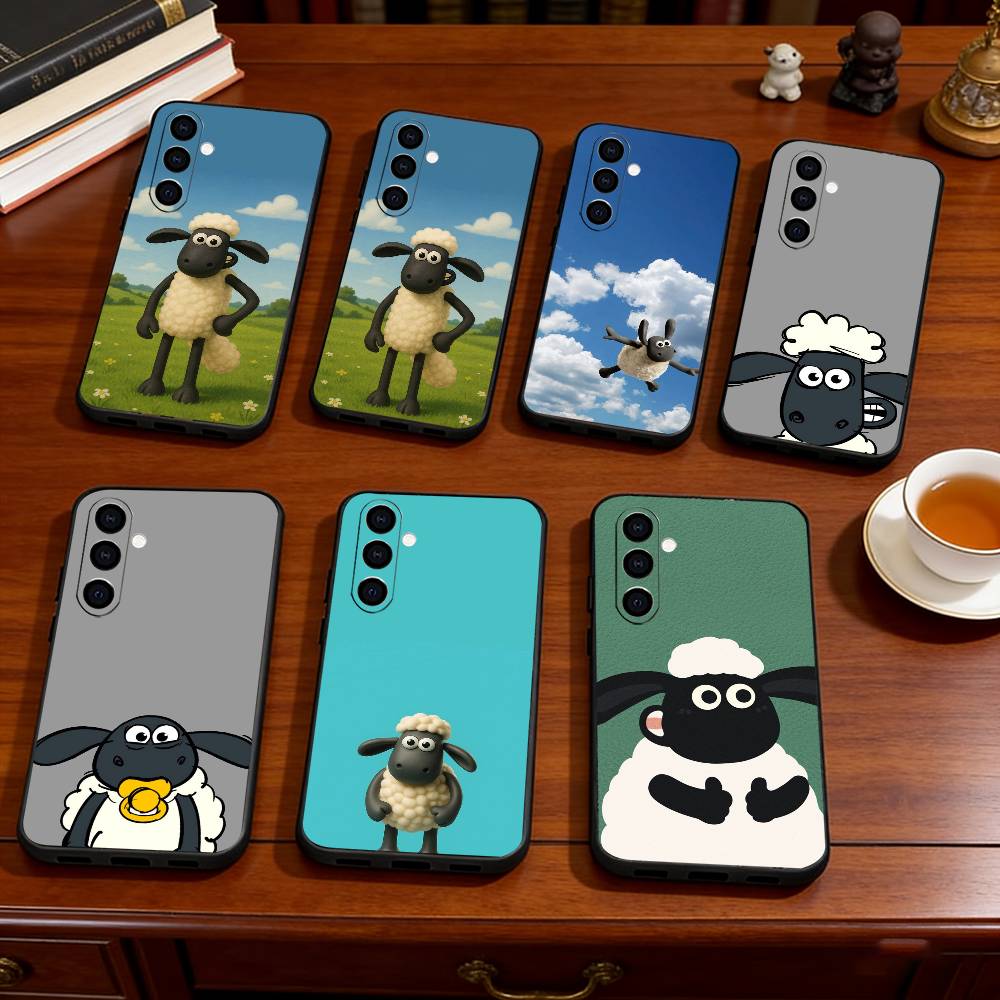 Shaun the Sheep Phone Case For Samsung Galaxy A73,A72,A71,A70,A53,A52,A51,Soft Silicone Black Cover
