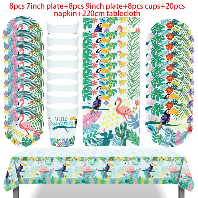 Фламинго гавайская вечеринка украшения Луау одноразовая посуда летние тропические принадлежности для дня рождения свадебное украшение вечеринки