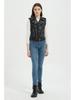 Women's Slim Fit PU Leather Motorcycle Vest with Belt and Zipper