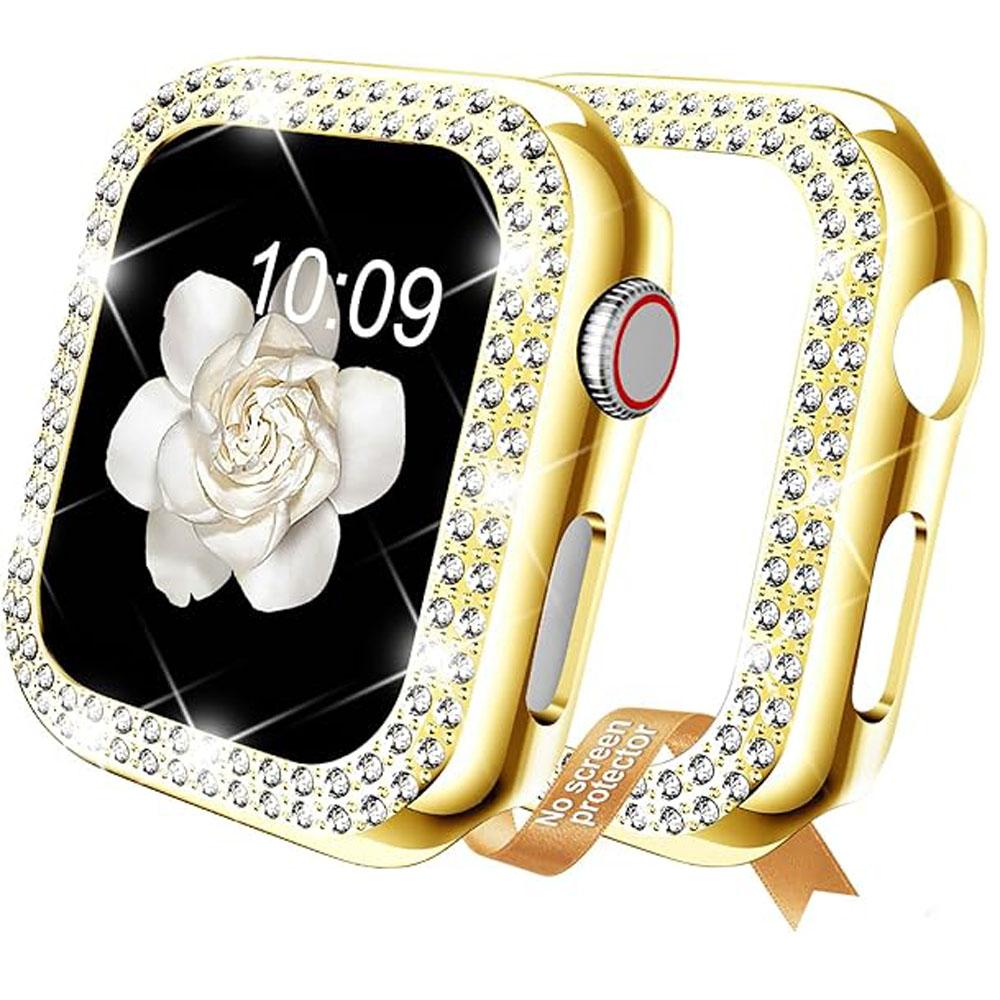 Чехол для Apple Watch серии Ultra 9/8/7/6/5/4/SE, блестящий защитный чехол с искусственными бриллиантами для IWatch 38/40/41/42/44 мм/45 мм/49 мм