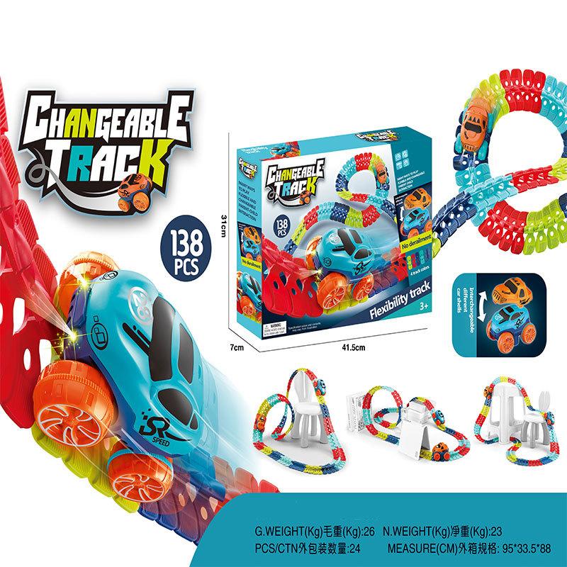 Электрический мягкий трековый автомобиль со светом, антигравитационный гибкий автомобиль, гоночный автомобиль, трековые игрушки с гибкой гоночной сборкой «сделай сам», подарок