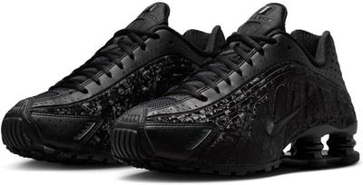 Женские ретро-техно кроссовки Shox R4 с лазерной резкой Черный/Темно-дымчато-серый 22,0 см