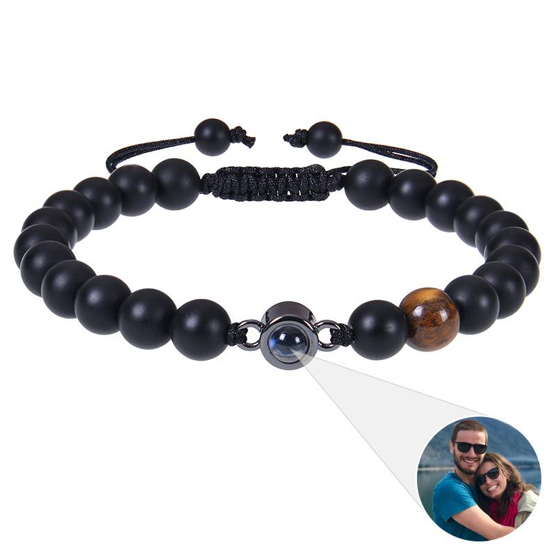 Персонализированный браслет с проекцией фотографии и надписью «Я люблю тебя» на 100 языках - Украшения из натурального камня