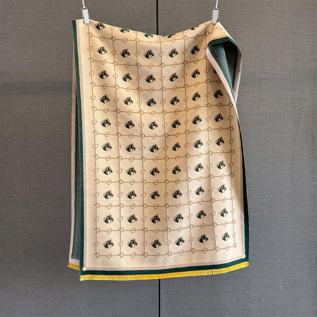 Осень и зима новый милый шарф-жаккард из имитации кашемира с головой лошади женский для повседневных поездок на работу на улице с теплым шарфом тренд