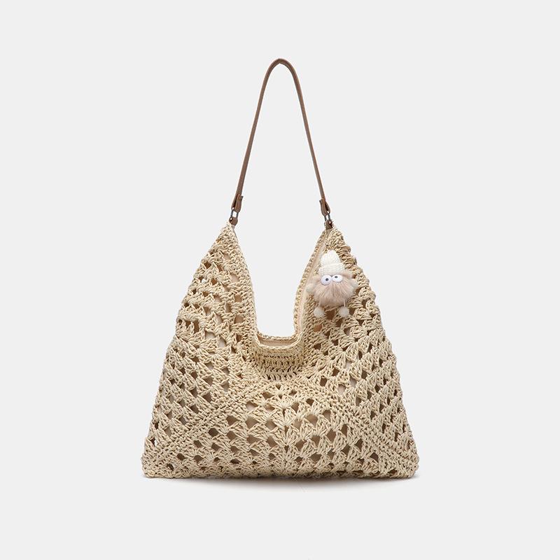 Large capacity woven bag new summer fashion shoulder straw bag seaside vacation leisure commuter tote bag