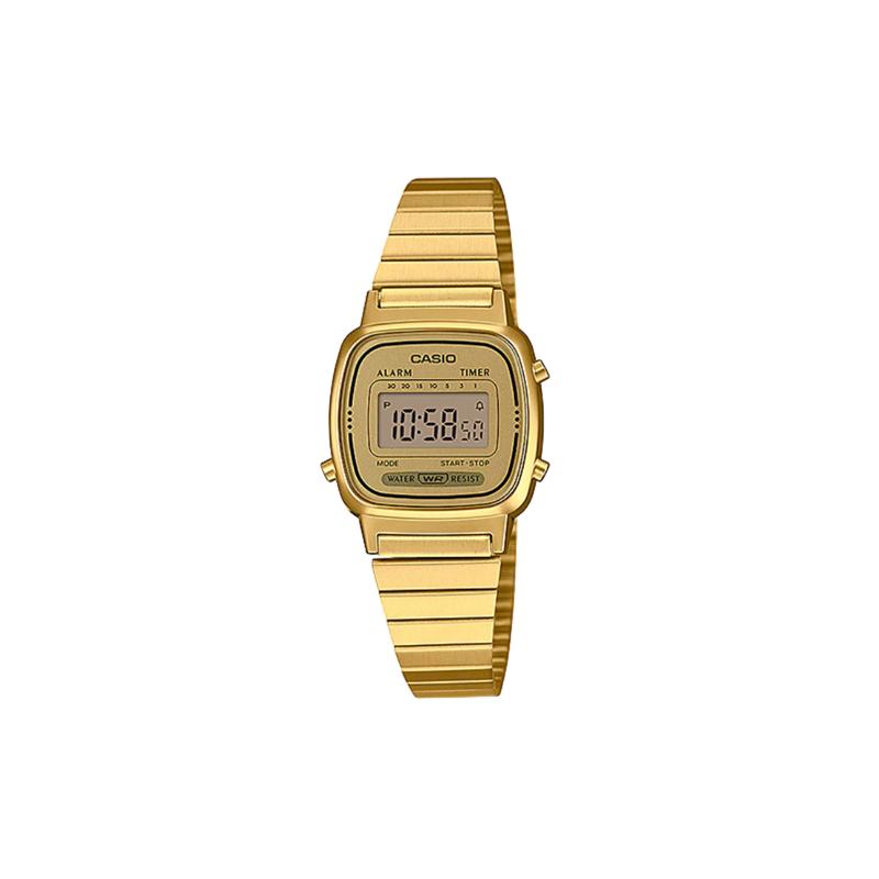 Casio Маленькие золотые часы классические ретро квадратные маленький золотой самородок ЖК-дисплей водонепроницаемый механизм кварцевый механизм Японские и корейские часы LA670WGA-9