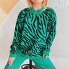 Women's New Autumn and Winter Commuting Knitted Zebra Print Contrasting Pullover Sweater EMA