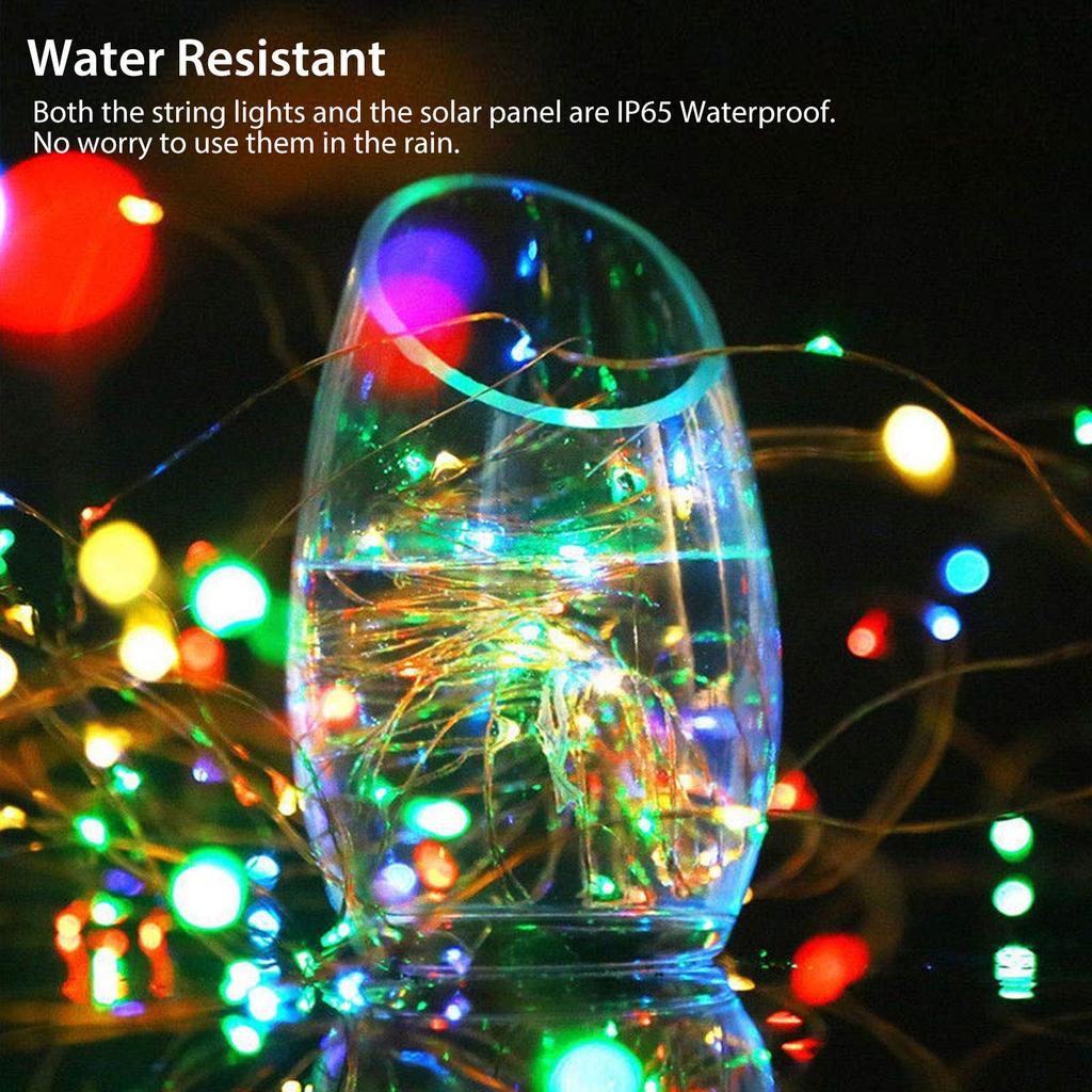 33-футовые 100 светодиодные солнечные гирлянды, 2 режима, фонари из медной проволоки, водонепроницаемые солнечные сказочные фонари