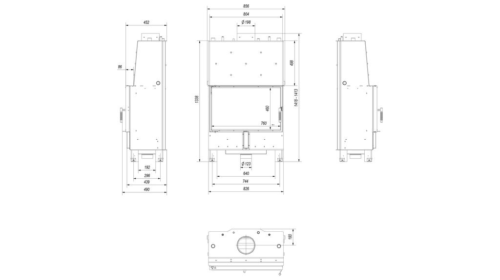 Камин водяной KRATKI LUCY 16 кВт Ø 200 Двойное стекло Черная облицовка термотек