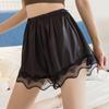 Women Sleeping Shorts Satin Solid Color Loose Type Elastic Waist Seamless Lady Safety Pants