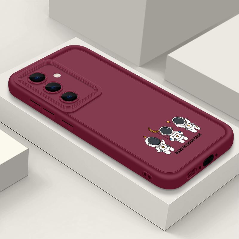 Мягкий противоударный чехол с принтом маленького астронавта для телефона Samsung S25 Ultra S24 FE S23 Plus S22 A56 A36 A16 A55 A06 A05 A15 A35 A54 Матовый чехол-бампер из ТПУ