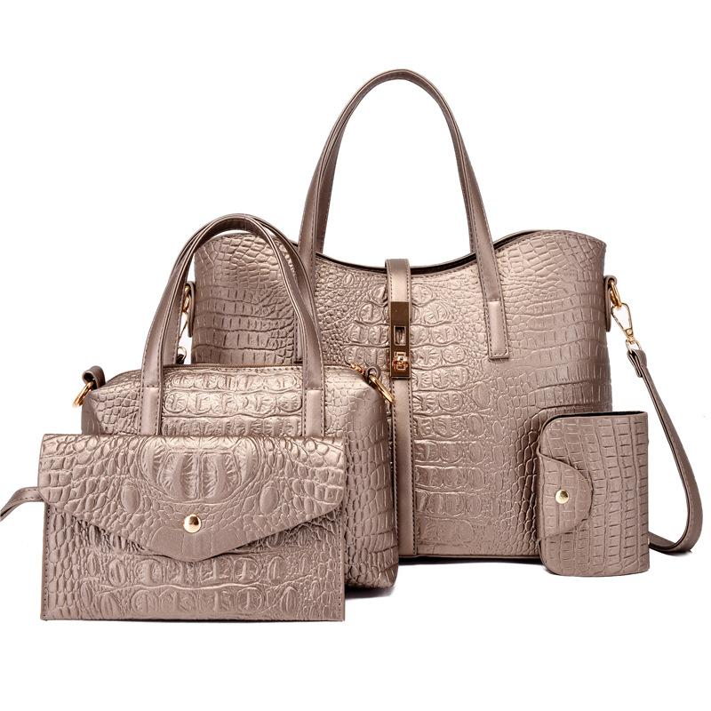 Bag Women's Fashion Women's Shoulder Bag Crocodile Pattern Handbag Crossbody Bag Three-piece Set Mother and Child Bag