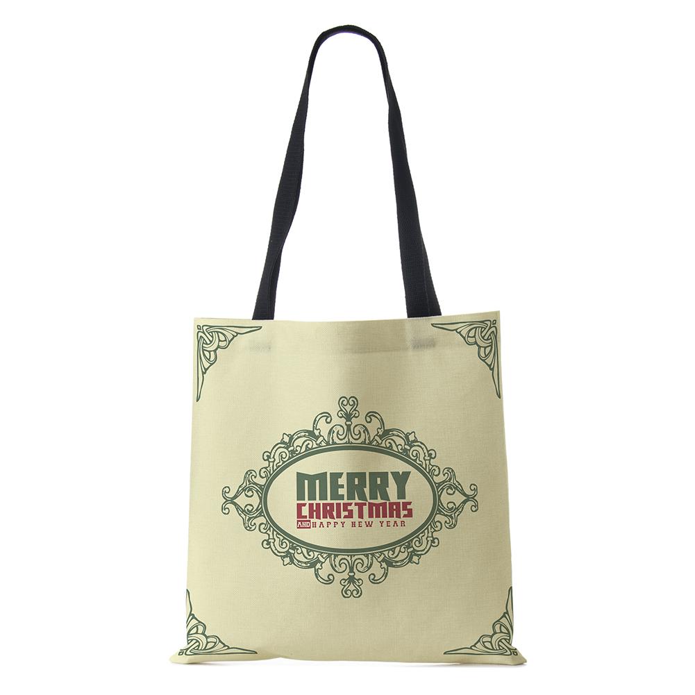 Рождественская сумка-шоппер из холста с шапкой снеговика, сумка на плечо многоразового использования с рождественской елкой, большая вместимость, складная, для хранения, сумка-тоут, KTY