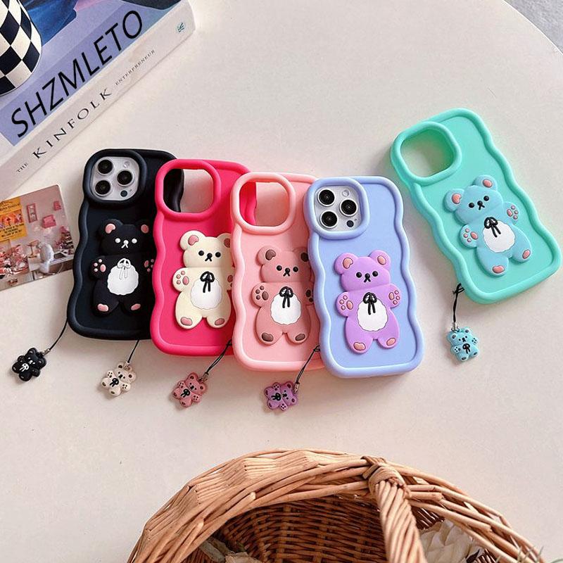 Silly Bear Rope Case For OPPO A59 A58 A57 5G A56 A55 A54 A52 4G A57S A54S A53S A11S A38 A36 A5 A9 A8 A31 A32 A33 A53 2020 Cover