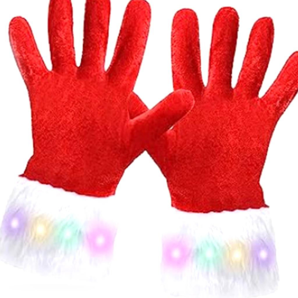 Christmas Santa Clause Gloves Glow In the Dark Santa Costume Gloves Party Props Festival Luminous Gloves Hand Warmers