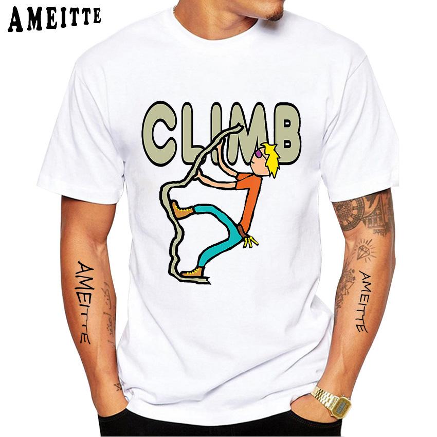 Футболка для мужчин Rock Climbing Climber Funny 3D Print Classic, новая мужская футболка с коротким рукавом, летняя спортивная белая повседневная футболка в стиле хип-хоп