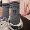 Striped Bow Socks, Socks, Spring And Autumn Cotton Socks, Trendy Korean German Training Shoes, Cute Stockings