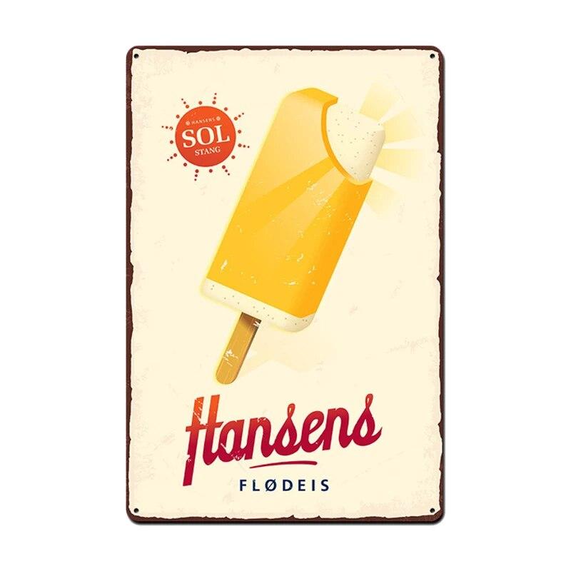 Ice Cream Vintage Metal Poster Retro Chocolate Matcha Cupcake Tin Signs Plaques Wall Decor for Cafe Coffee Shop Club Restaurant