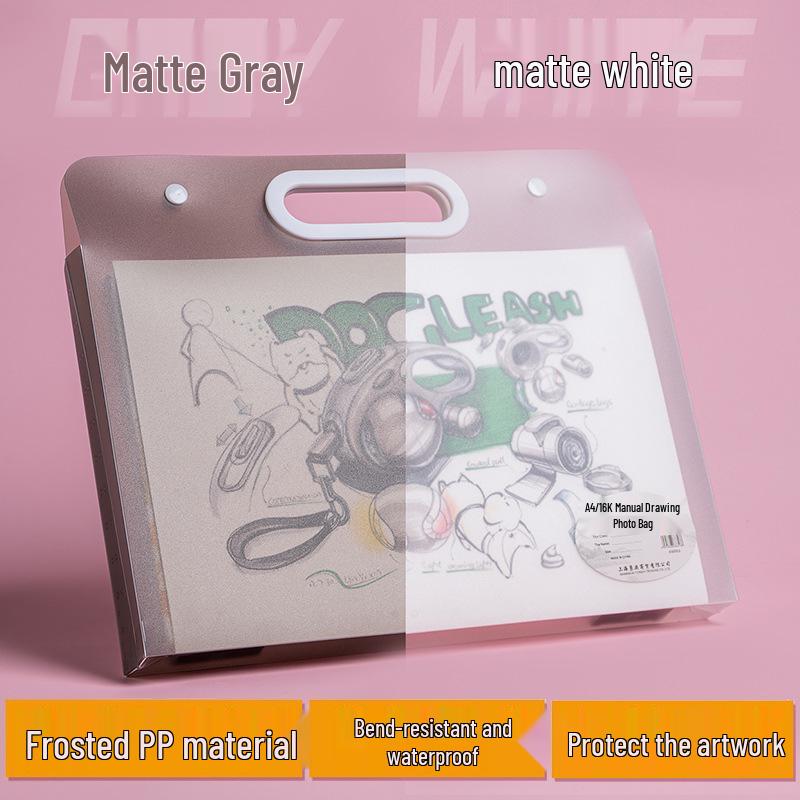 4K Frosted Art Portfolio Bag for Students - 8K Handbag for Artwork and Drawing Paper Storage.