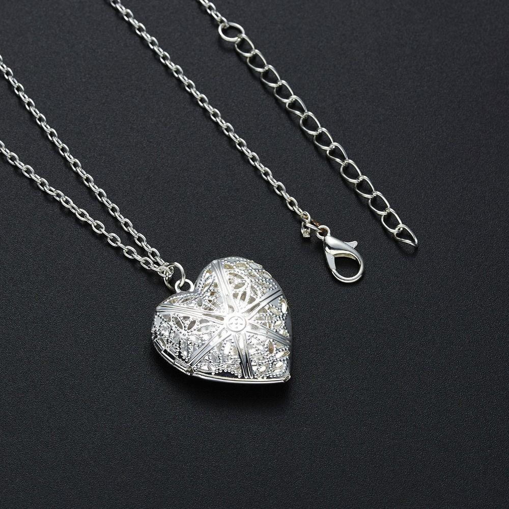 Carving Jewelry Gift Heart Shaped Photo Frames Pendant Necklaces Photo Picture Locket DIY Necklace