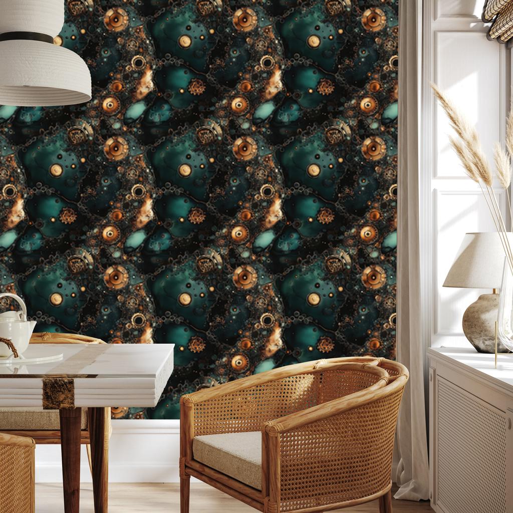 Black and Sea Ink Wallpaper for Living Room and Bedroom 50x1000