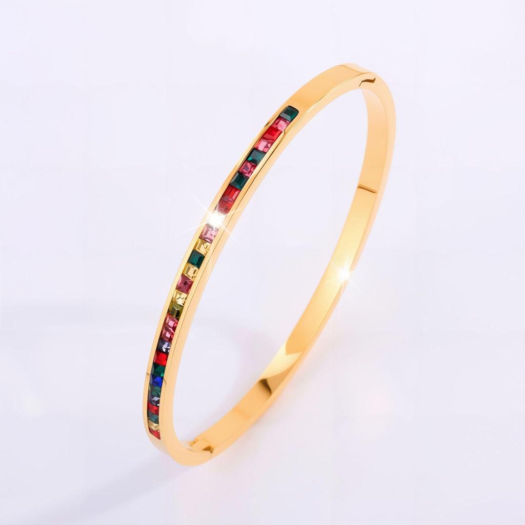 Starry Sky Full Diamond Titanium Steel Bracelet – Versatile, No-Fade Silver Women's Fashion Accessory