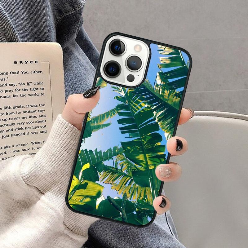 Чехол для телефона с тропической пальмой и банановым листом для iPhone 17 Air 16 16e 15 Plus для Apple 13 11 12 14 Pro Max Cover coque