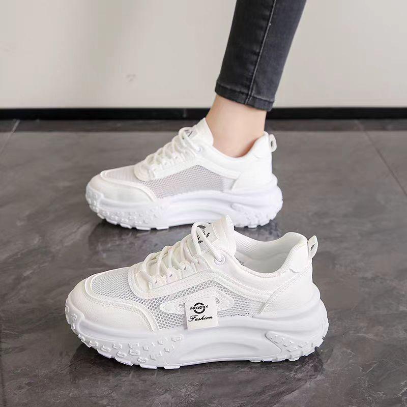 Women's Shoes New Versatile Single Mesh Sneakers Students Platform Dad Shoes Summer Hollow Out Maternity Shoes