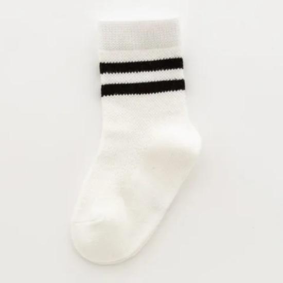 Children's Mesh Socks Summer Thin Pure Cotton Medium Tube Socks Boys Girls College Fashion Socks Baby Black White Striped Socks