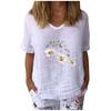 Women's Casual Print Cotton And Linen  Short Sleeves T-Shirt Blouse Tops
