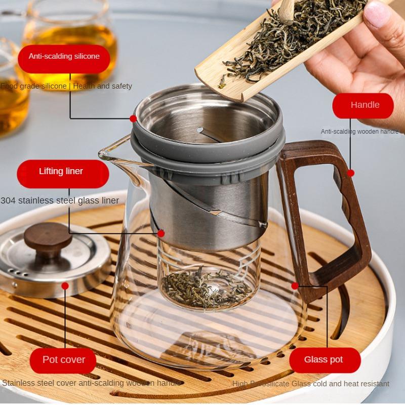 Top Pot Элегантный чайник для чашек с разделением чая Lift Bubble Teapot Полностью стеклянный офисный электрический керамический чайник для заваривания чая Чайный сервиз Заварочная посуда