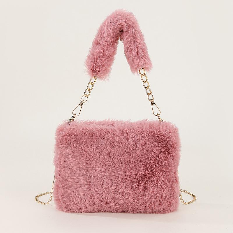 New Fashion Women Handbags Winter Furry Ladies Soft Plush Clutch Purse Shoulder Bags Fashion Female Crossbody Messenger Bag