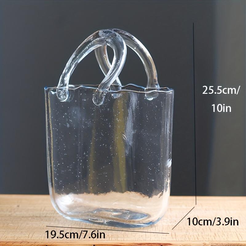 Elegant Geometric Handbag Vase - Chic Oblong Glass Decor for Hydroponic & Traditional Arrangements